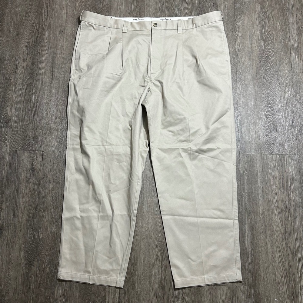 Oak Hill Premium Pant 48x30 (Fits 48X29) Tan Khaki Pleated Front Cotton Chino